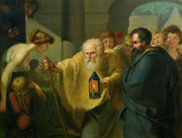 Diogenes looking for a man - attributed 