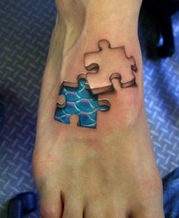 Foot Tattoos on Crazy Art 16 Puzzle Foot Tattoo