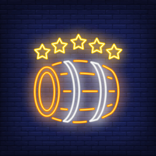 wooden-barrel-with-five-stars-neon-sign 