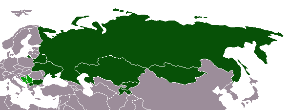 Cyrillic alphabet distribution map