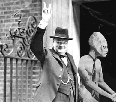 Winston Churchill and alien wearing neck