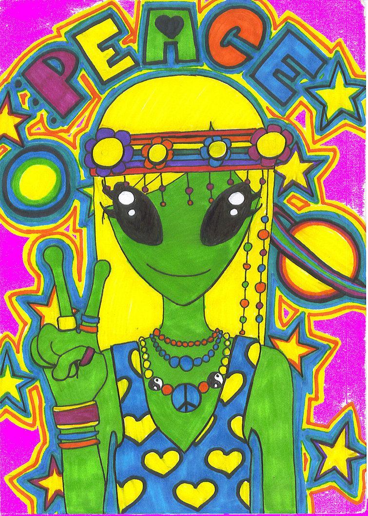 a7db71 psychedelic hippy alien chick by 