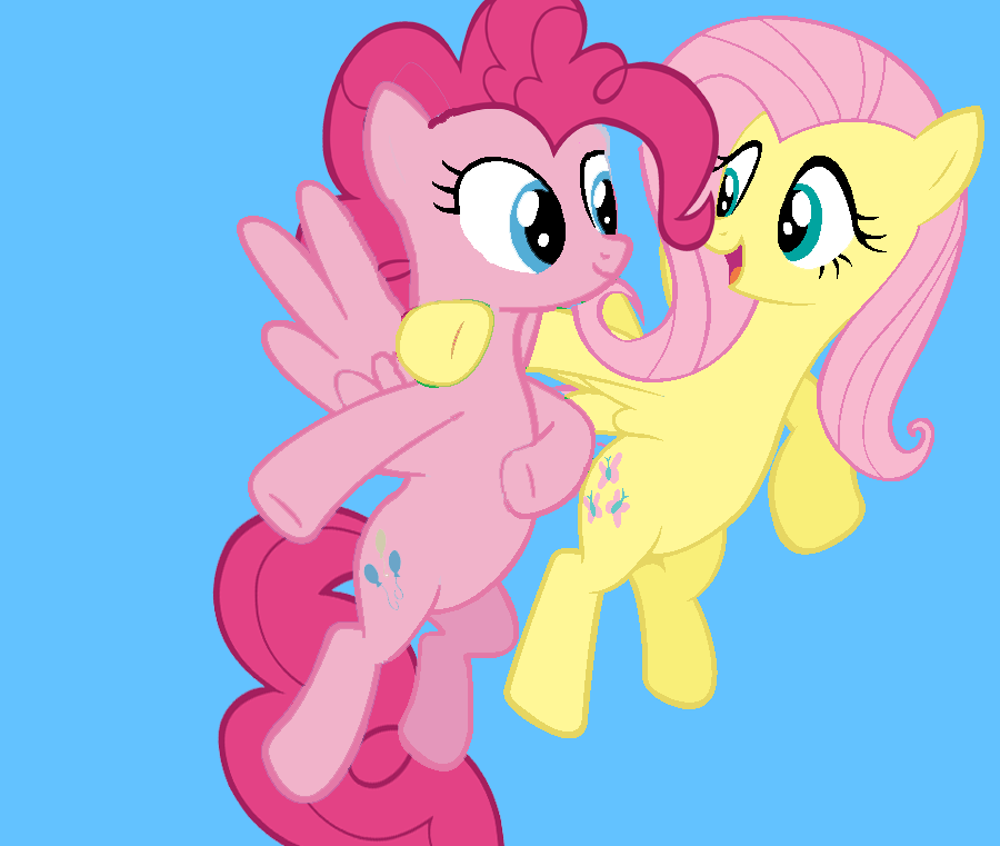 Pinkie Pie and Fluttershy flying