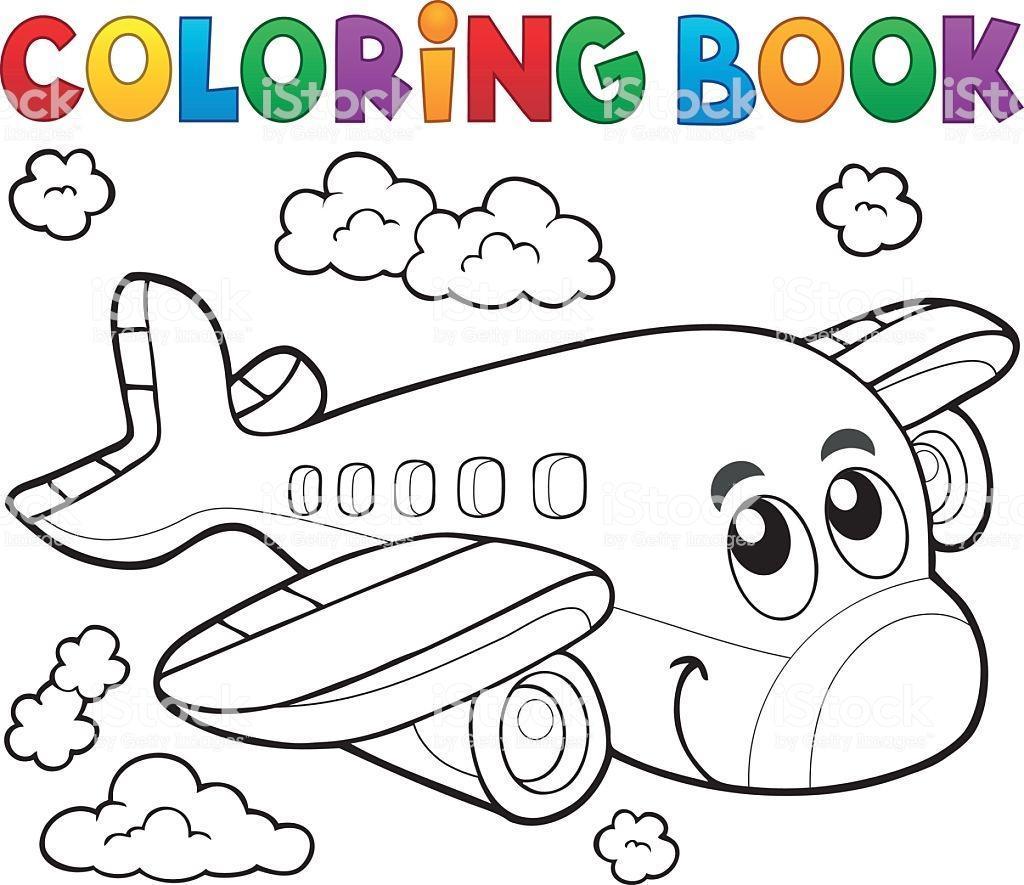 coloring-book-airplane-theme-2-vector-id
