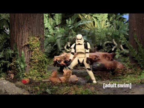 Youtube: Gary the Stormtrooper Runs Over an Ewok with his Speeder Bike - Robot Chicken HD