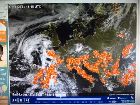 Youtube: In Südeuropa überall Gewitter, Norddeutschland unter extremer Sonne