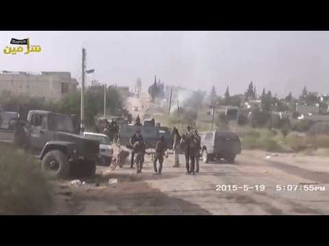Youtube: ادلب معسكر المسطومة:احتراق دبابة  في معسكر المسطومة 19_5_2015