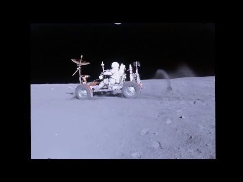 Youtube: Apollo 16 "Grand Prix": lunar rover / buggy (LRV)  footage - HD Video Stabilized