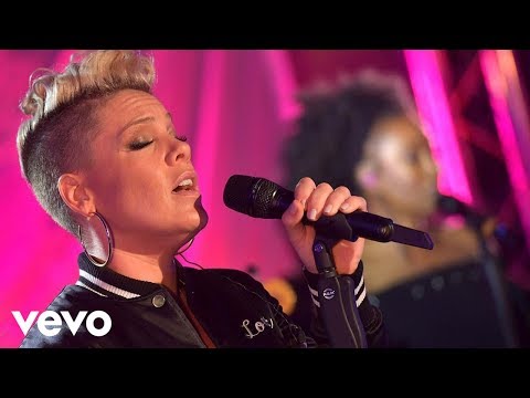 Youtube: P!nk - What About Us in the Live lounge