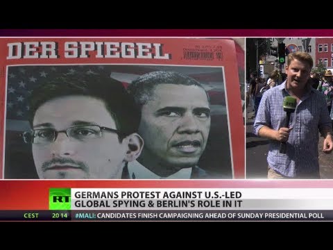 Youtube: '1984 is now!': Germans protest Berlin's role in NSA spying on Snowden Day