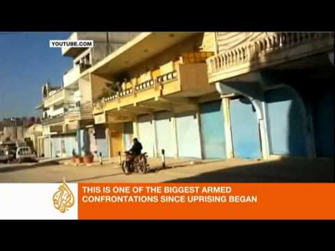 Youtube: Syrian army clashes with defectors in Busra al-Harir