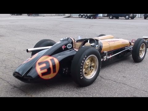 Youtube: Vintage Racing - 1950s Indy Cars startup and race. LOUD!!!
