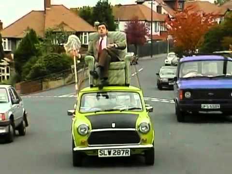 Youtube: Mr. Bean Video - Mr. Bean driving on roof of a car