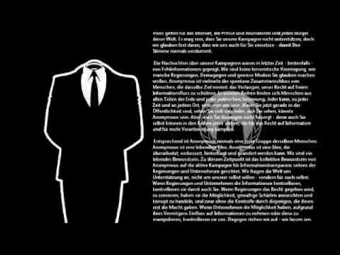 Youtube: Eine Botschaft von Anonymous, 9. Dezember 2010
