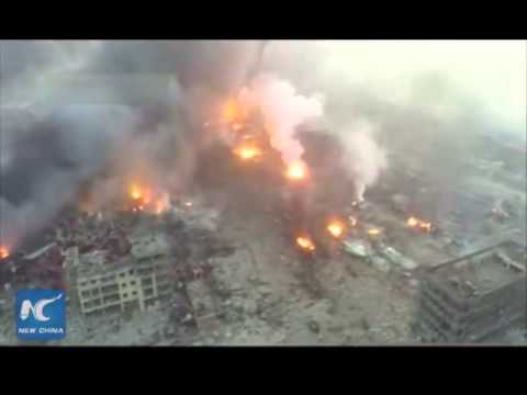 Youtube: Aerial shots of Tianjin explosion