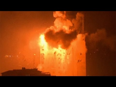 Youtube: Israel-Gaza conflict: massive explosions as air strikes hit Hamas media building