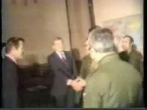 Youtube: Rumsfeld shakes hands with Saddam (full video, no sound)