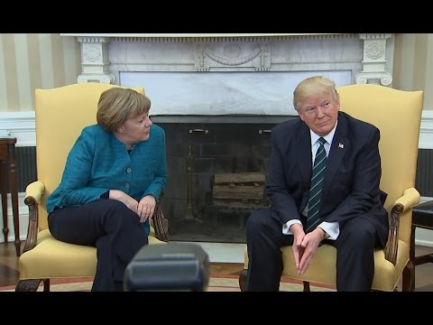 Youtube: Trump​ appears to ignore requests for a handshake with Angela Merkel​