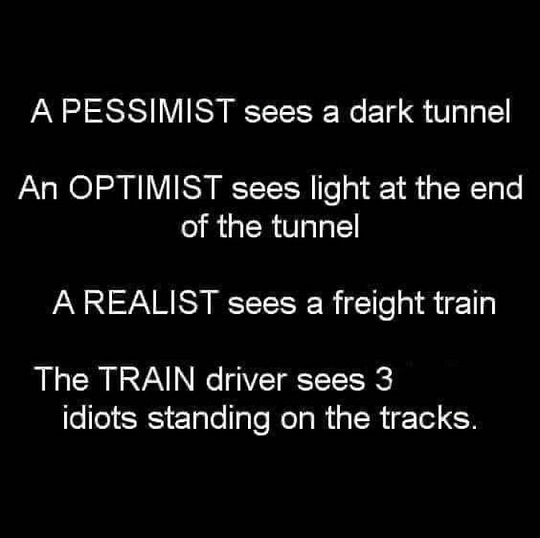 Optimist Pessimist Realist  Train Driver