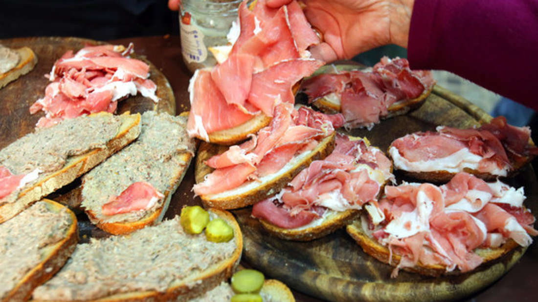 Schinkenbrot mit Leberwurst