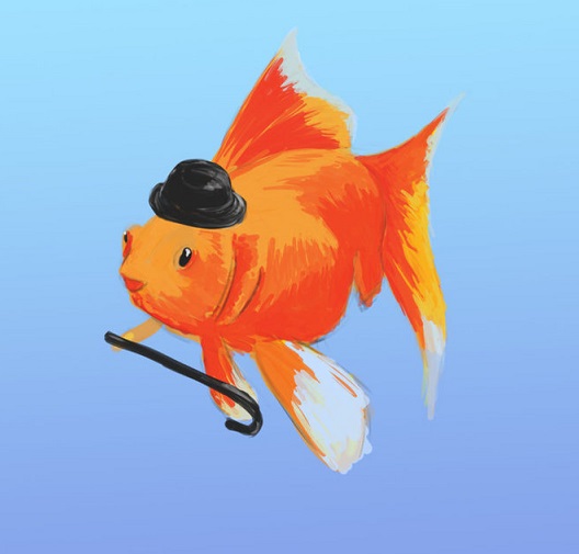 gold fish with hat by zlu5hy