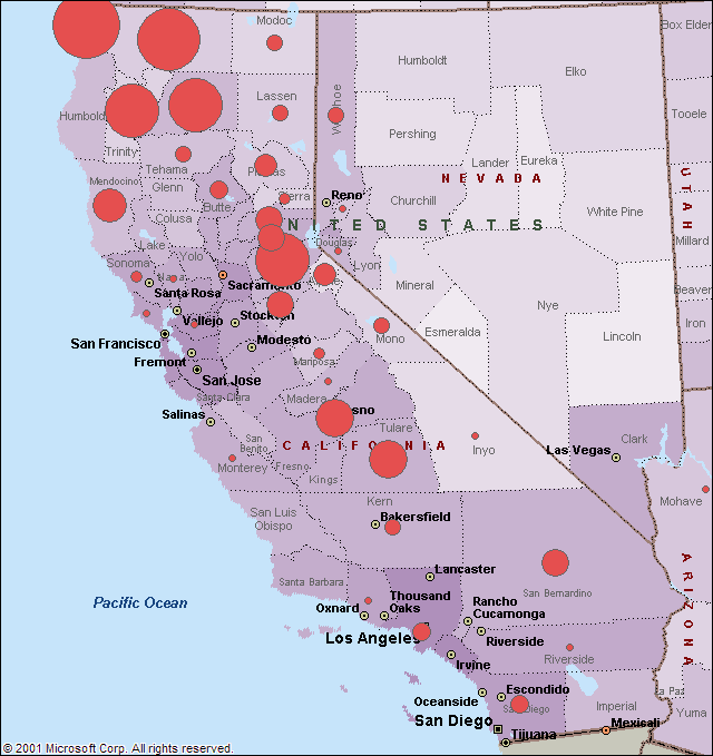 Bigfoot California map