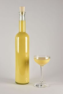 Advocaat bottle with glass