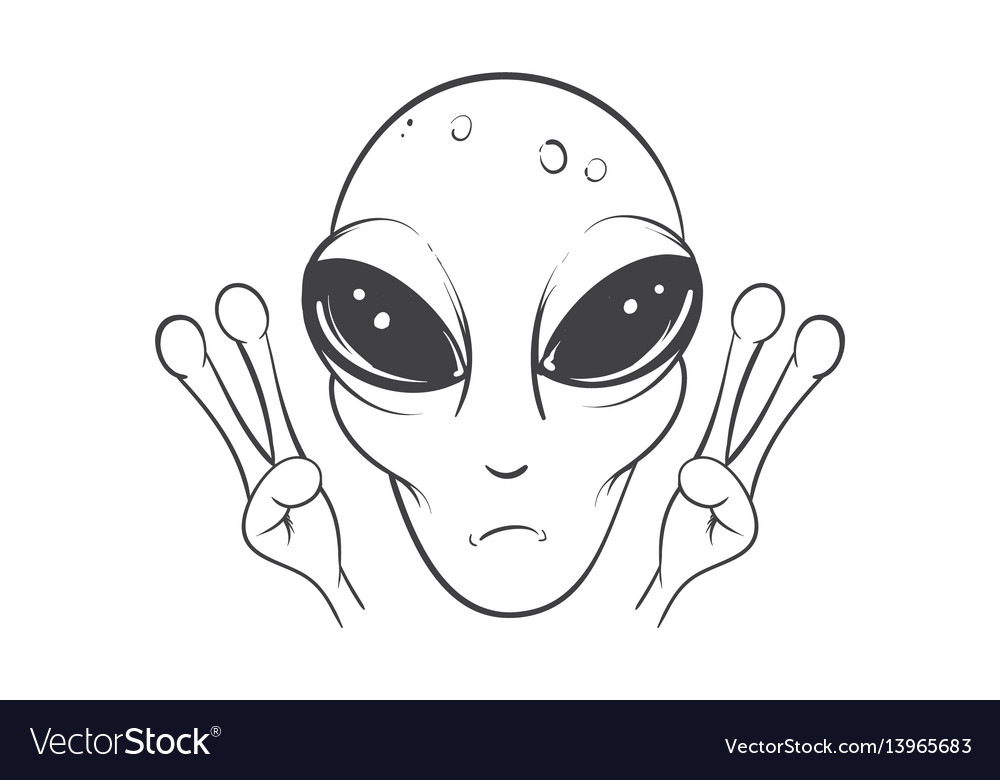 alien-is-showing-a-sign-of-peace-vector-