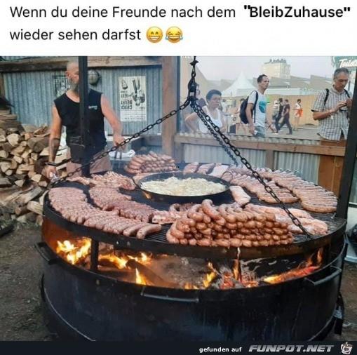 Grillen nach der Quarantaene