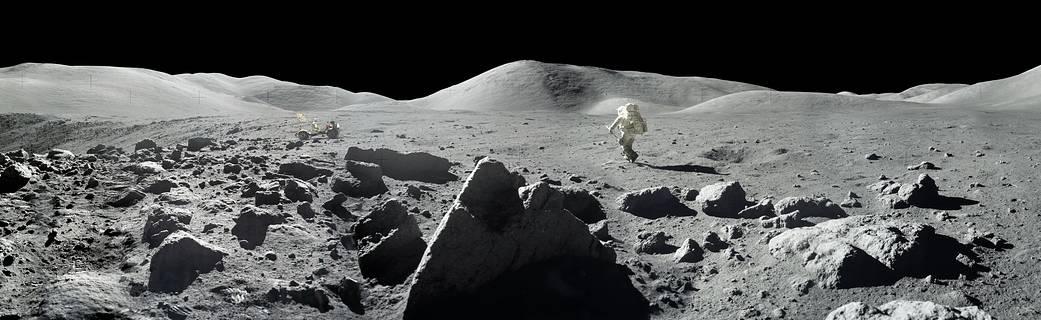 panorama view of apollo 17 lunar surface