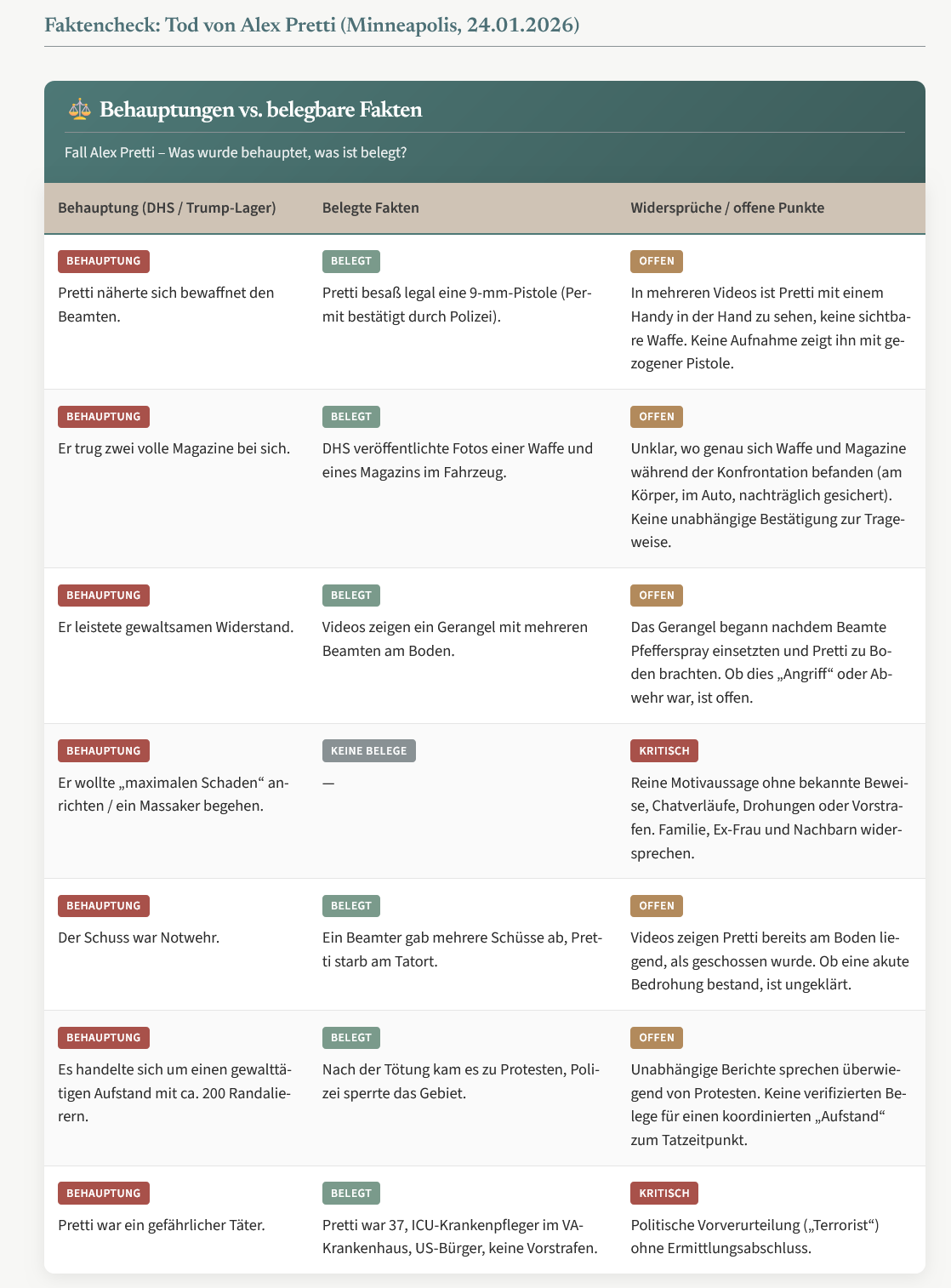 Alex Pretti 2026- Wichtige Fakten zum td