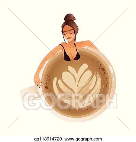 niedlich-frau-baden-in-riesig-kaffee-bec