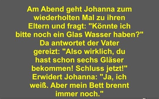 Am Abend geht Johanna zum wiederholten M