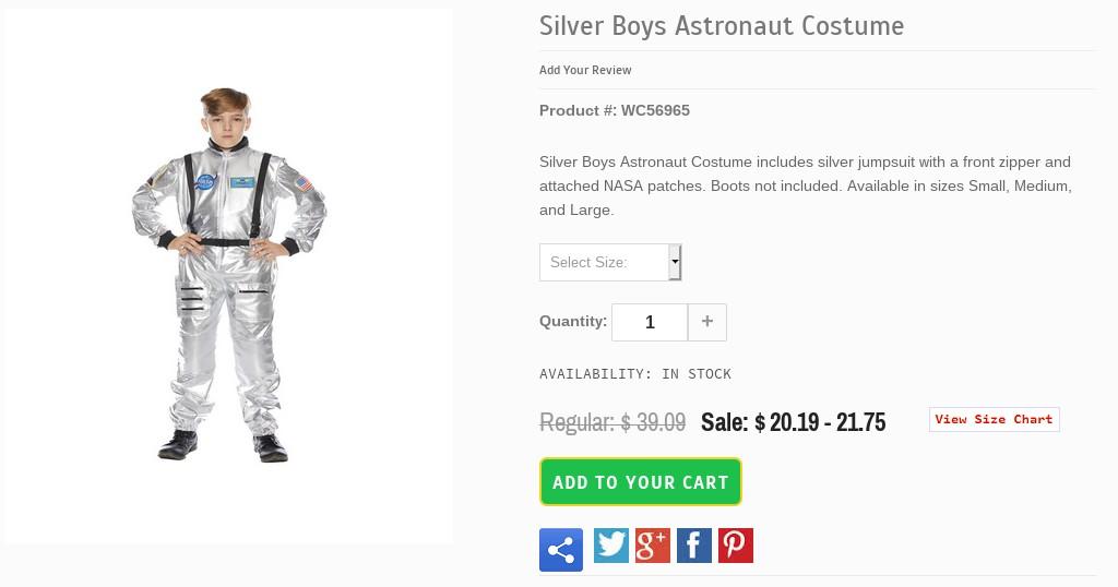 Silver Boys Astronaut Costume