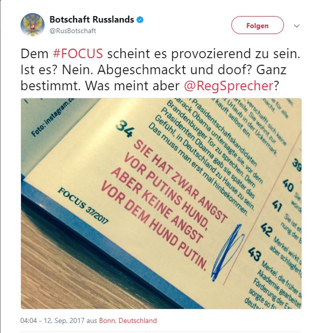 Russische Botschaft Twitter