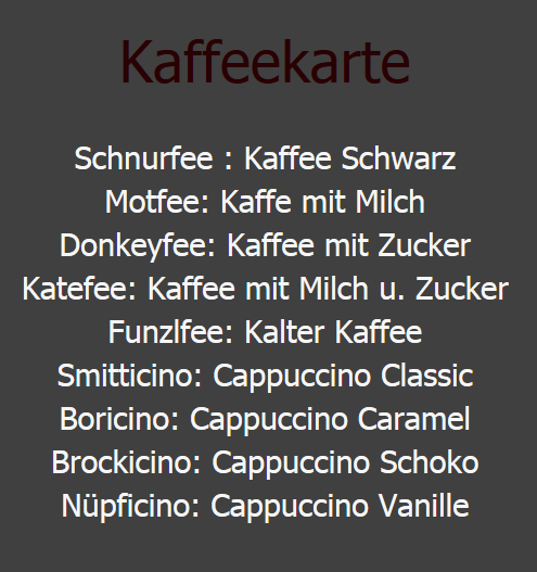 Kaffeekarte