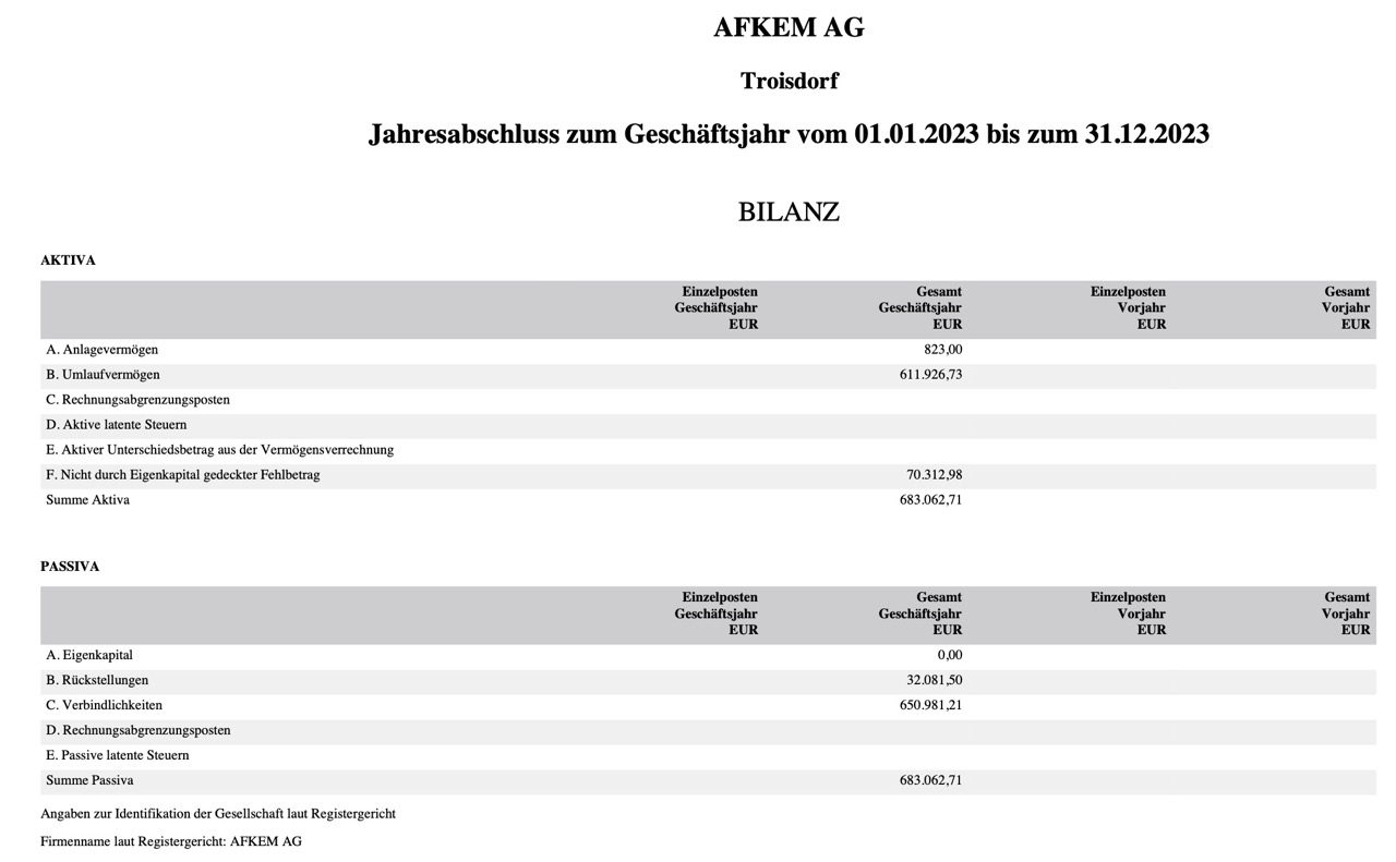 Bilanz 2023 AFKEM