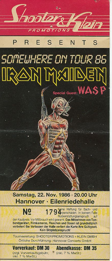 Iron Maiden W.A.S.P. 1986