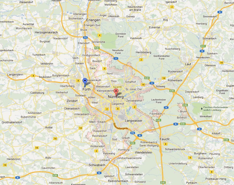 karte von Nurnberg