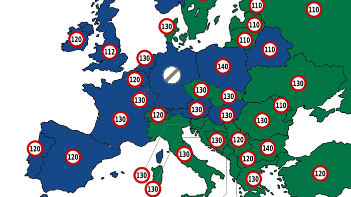 Highway speed limits europe with indicat