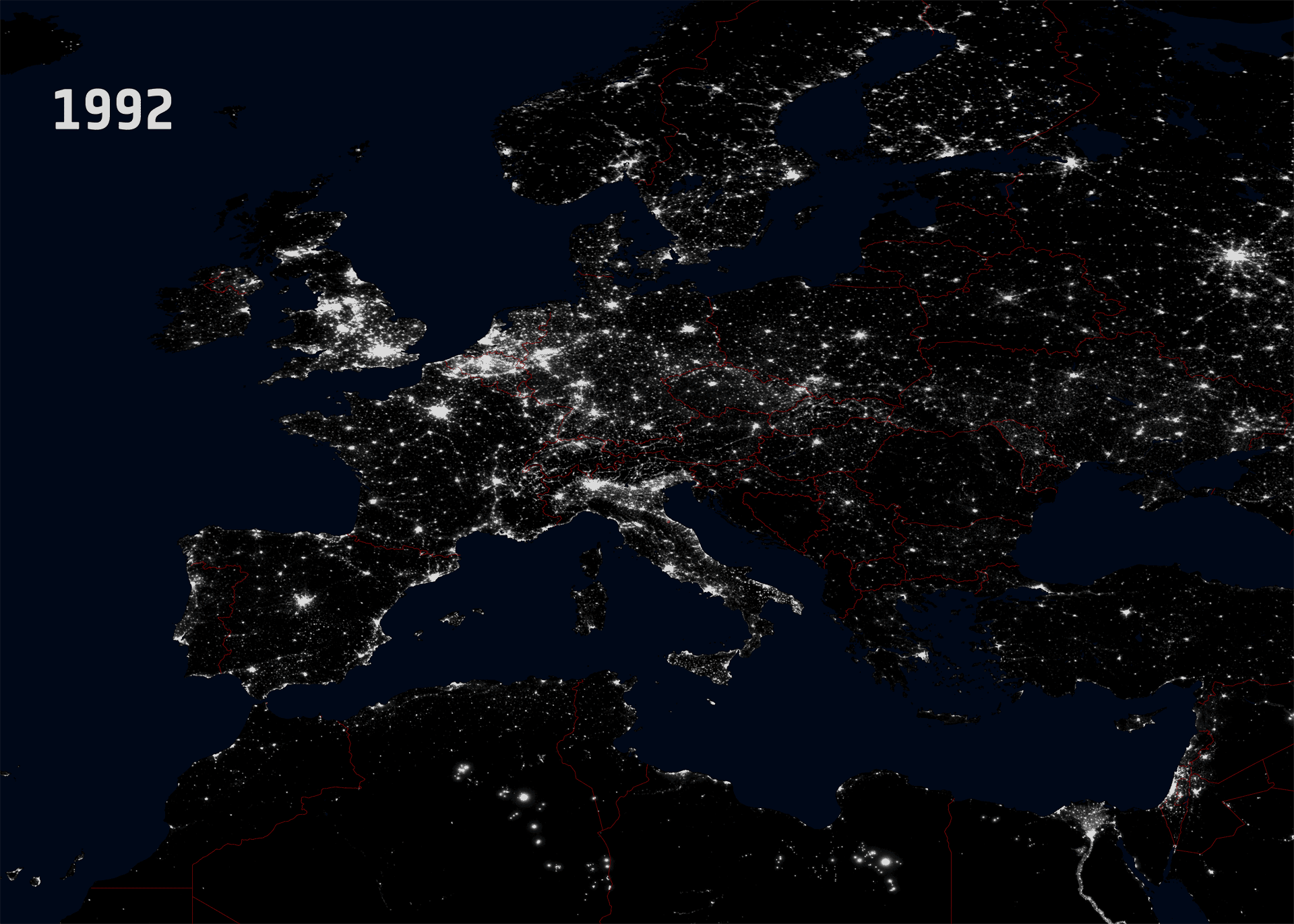 Night lights in Europe