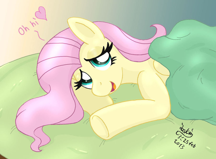 mlp fim   fluttershy sweet bed pose by j