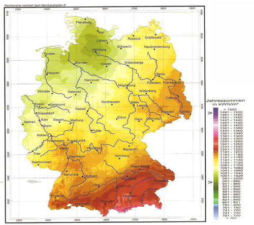 Sonneneinstrahlung Deutschland