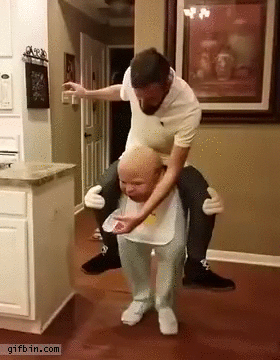 funny baby carrying man costume