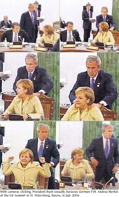 photo bush harasses merkel