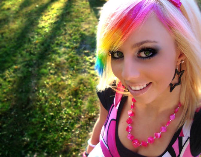 91577f cute rainbow haired girl