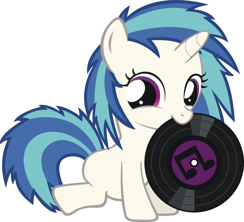 filly vinyl scratch with a record in her