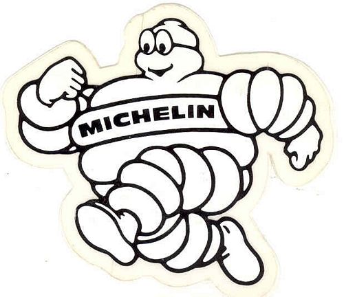 michelin man running sticker 8cm x 7cm .