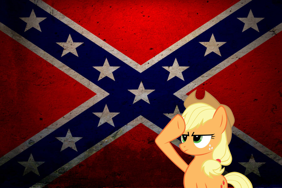 applejack salute rebel flag by somekinda