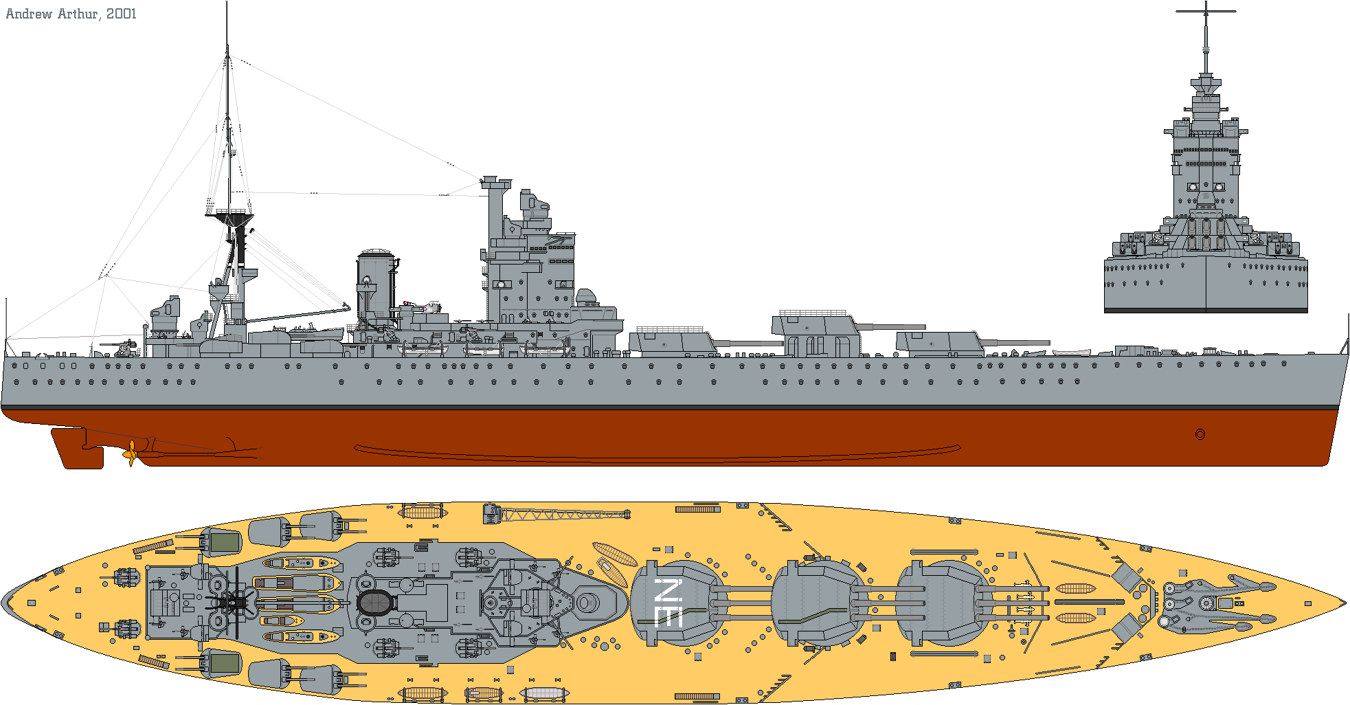HMS Nelson 1931 profile drawing